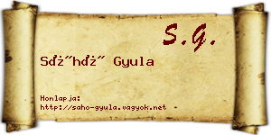 Sáhó Gyula névjegykártya